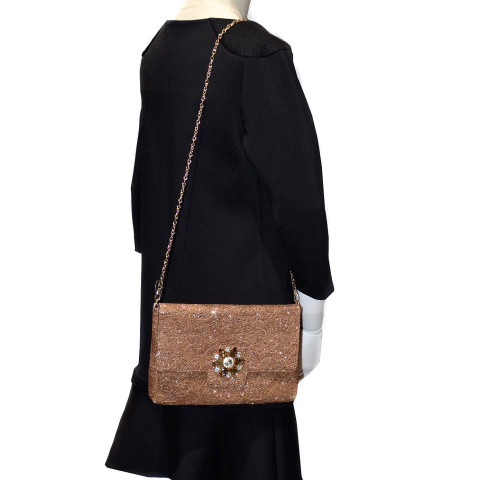 Crystal Buckle Glitter Lace Clutch Crystal Buckle Glitter Lace Clutch