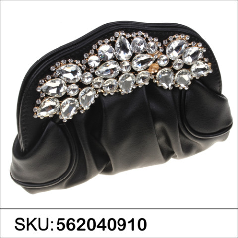 Sparkling Crystal Faux Metallic Leather Clutch Sparkling Crystal Faux Metallic Leather Clutch