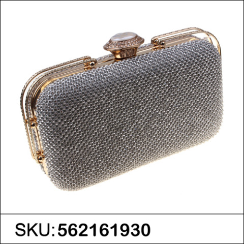 Crystal Top Crystal-dotted Metal Mesh Clutch Crystal Top Crystal-dotted Metal Mesh Clutch