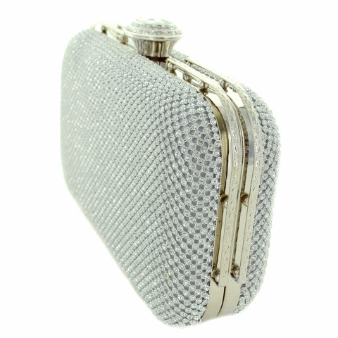 Crystal Top Crystal-dotted Metal Mesh Clutch Crystal Top Crystal-dotted Metal Mesh Clutch