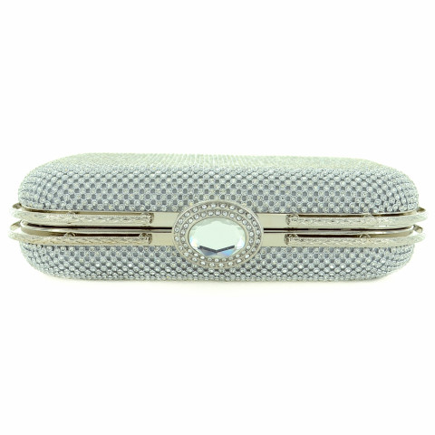 Crystal Top Crystal-dotted Metal Mesh Clutch Crystal Top Crystal-dotted Metal Mesh Clutch