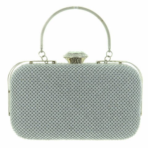 Crystal Top Crystal-dotted Metal Mesh Clutch Crystal Top Crystal-dotted Metal Mesh Clutch