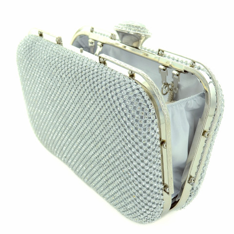 Crystal Top Crystal-dotted Metal Mesh Clutch Crystal Top Crystal-dotted Metal Mesh Clutch