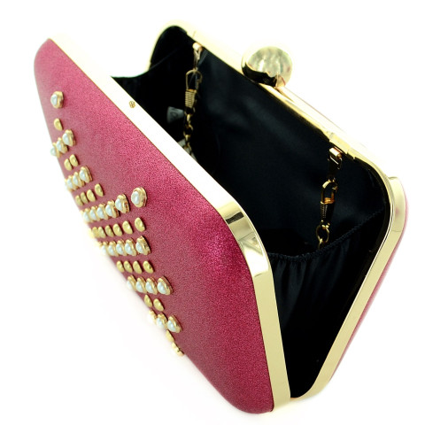 Faux Pearls & Studs Box Clutch