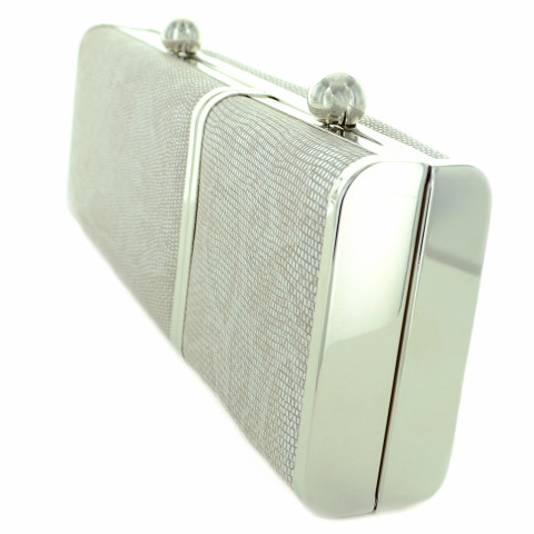 Python Embossed Two Compartment Clutch Python Embossed Two Compartment Clutch