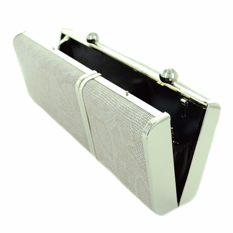 Python Embossed Two Compartment Clutch Python Embossed Two Compartment Clutch