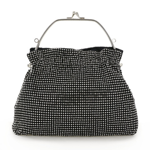 Women Rhinestone Crystal TopHandle Mesh Clutch Bag Women Rhinestone Crystal TopHandle Mesh Clutch Bag