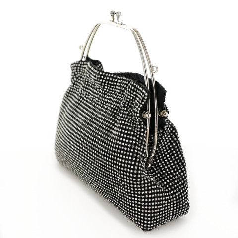 Women Rhinestone Crystal TopHandle Mesh Clutch Bag Women Rhinestone Crystal TopHandle Mesh Clutch Bag