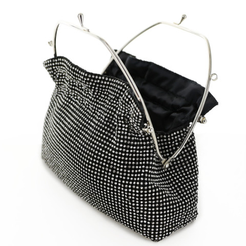 Women Rhinestone Crystal TopHandle Mesh Clutch Bag Women Rhinestone Crystal TopHandle Mesh Clutch Bag