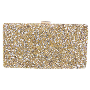 Glitter Crystal-Embellished Beaded Clutch