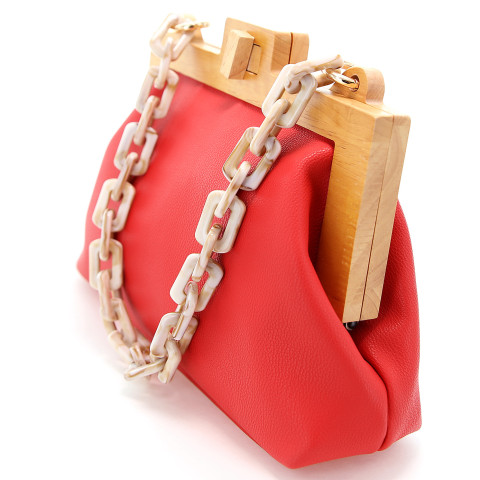 Acrylic Chain Handle Vegan Leather Clutch Bag Acrylic Chain Handle Vegan Leather Clutch Bag