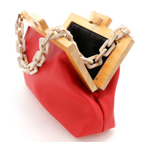 Acrylic Chain Handle Vegan Leather Clutch Bag Acrylic Chain Handle Vegan Leather Clutch Bag