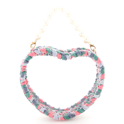 Pearl Handle Heart Clear Woven Frame Bag Pearl Handle Heart Clear Woven Frame Bag