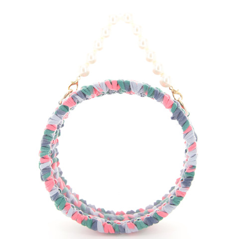 Pearl Handle Round Clear Woven Frame Bag Pearl Handle Round Clear Woven Frame Bag