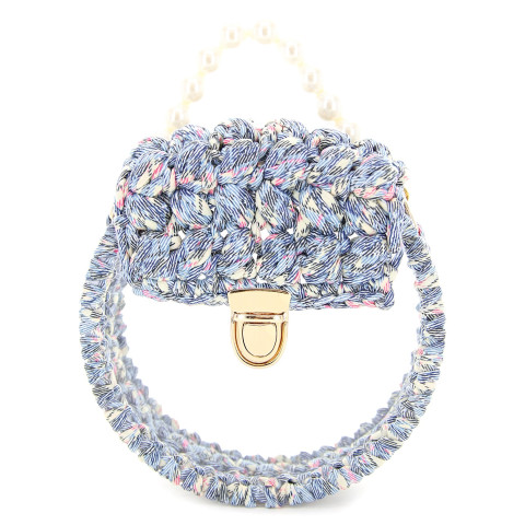 Pearl Handle Round Clear Woven Frame Bag Pearl Handle Round Clear Woven Frame Bag
