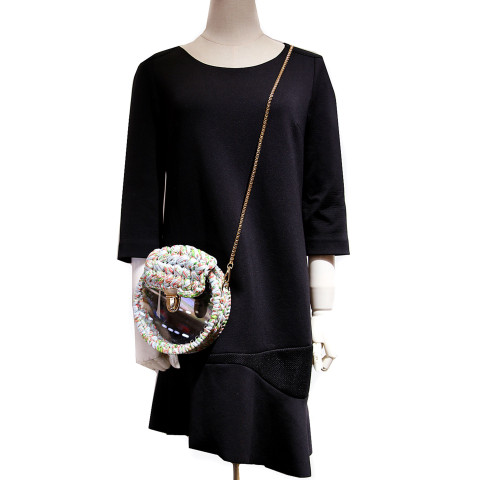 Pearl Handle Round Clear Woven Frame Bag Pearl Handle Round Clear Woven Frame Bag