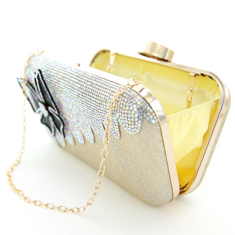 Rhinestone Embellished Butterfly Box Clutch Bag