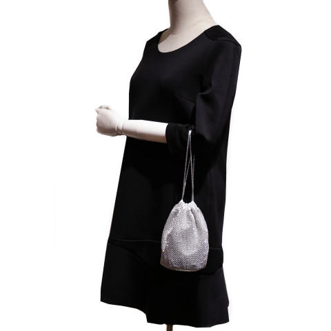 Rhinestone Drawstring Bucket Bag