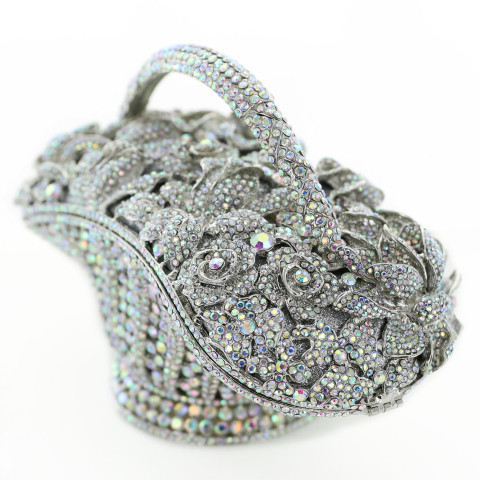 Crystal-Embellished Flower Basket Evening Clutch Crystal-Embellished Flower Basket Evening Clutch