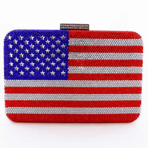 Crystal-Embellished American Flag Evening Clutch Crystal-Embellished American Flag Evening Clutch