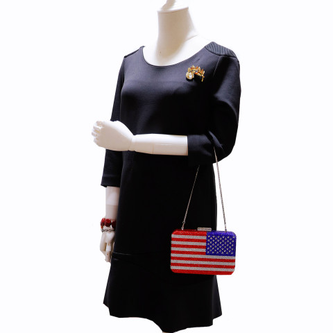 Crystal-Embellished American Flag Evening Clutch Crystal-Embellished American Flag Evening Clutch