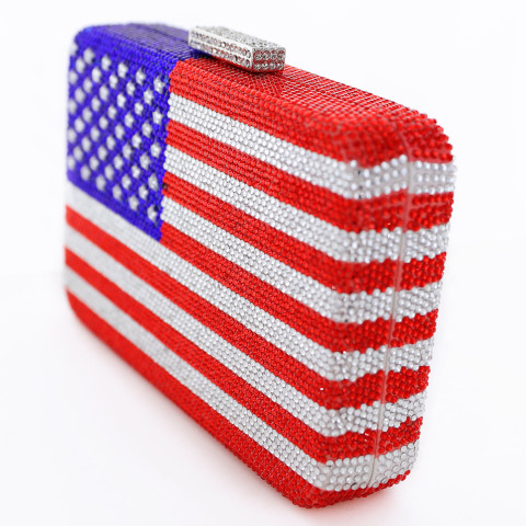 Crystal-Embellished American Flag Evening Clutch Crystal-Embellished American Flag Evening Clutch