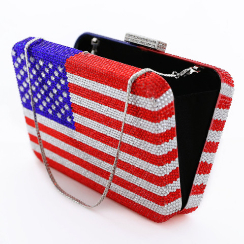 Crystal-Embellished American Flag Evening Clutch Crystal-Embellished American Flag Evening Clutch