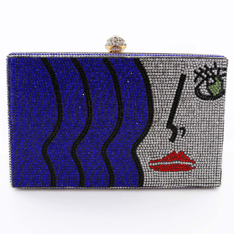 Crystal-Embellished Rhinestone Face Clutch Bag Crystal-Embellished Rhinestone Face Clutch Bag