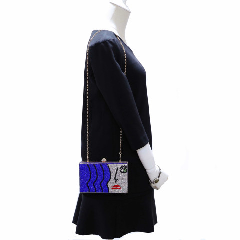 Crystal-Embellished Rhinestone Face Clutch Bag Crystal-Embellished Rhinestone Face Clutch Bag