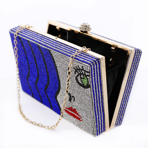 Crystal-Embellished Rhinestone Face Clutch Bag Crystal-Embellished Rhinestone Face Clutch Bag