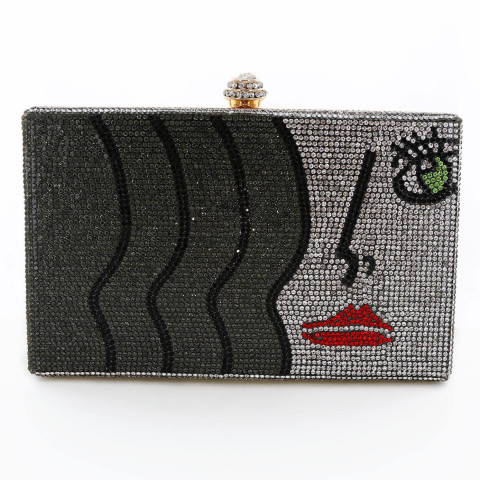 Crystal-Embellished Rhinestone Face Clutch Bag Crystal-Embellished Rhinestone Face Clutch Bag