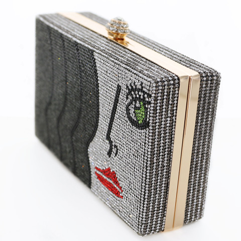 Crystal-Embellished Rhinestone Face Clutch Bag Crystal-Embellished Rhinestone Face Clutch Bag