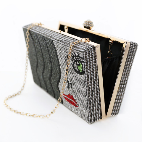Crystal-Embellished Rhinestone Face Clutch Bag Crystal-Embellished Rhinestone Face Clutch Bag