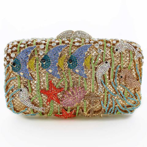 Crystal-Embellished Aquarium Evening Clutch Bag Crystal-Embellished Aquarium Evening Clutch Bag