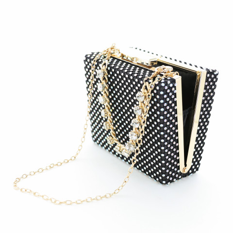 Rhinestone-Embellished Crystal Handle Box Clutch Rhinestone-Embellished Crystal Handle Box Clutch